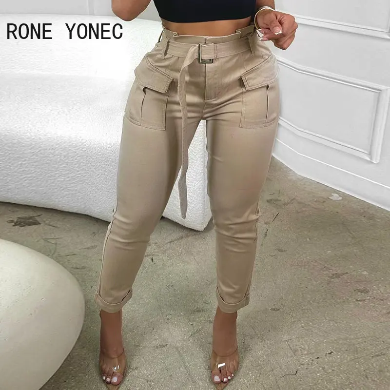 

Женские брюки 2023 года с высокой талией и карманами, брюки-карго с поясом