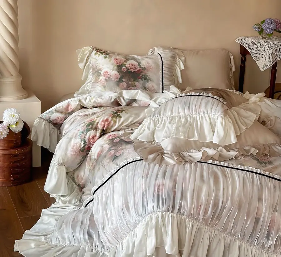 Элегантный комплект постельного белья fairyfair с цветочным рисунком зеленого и