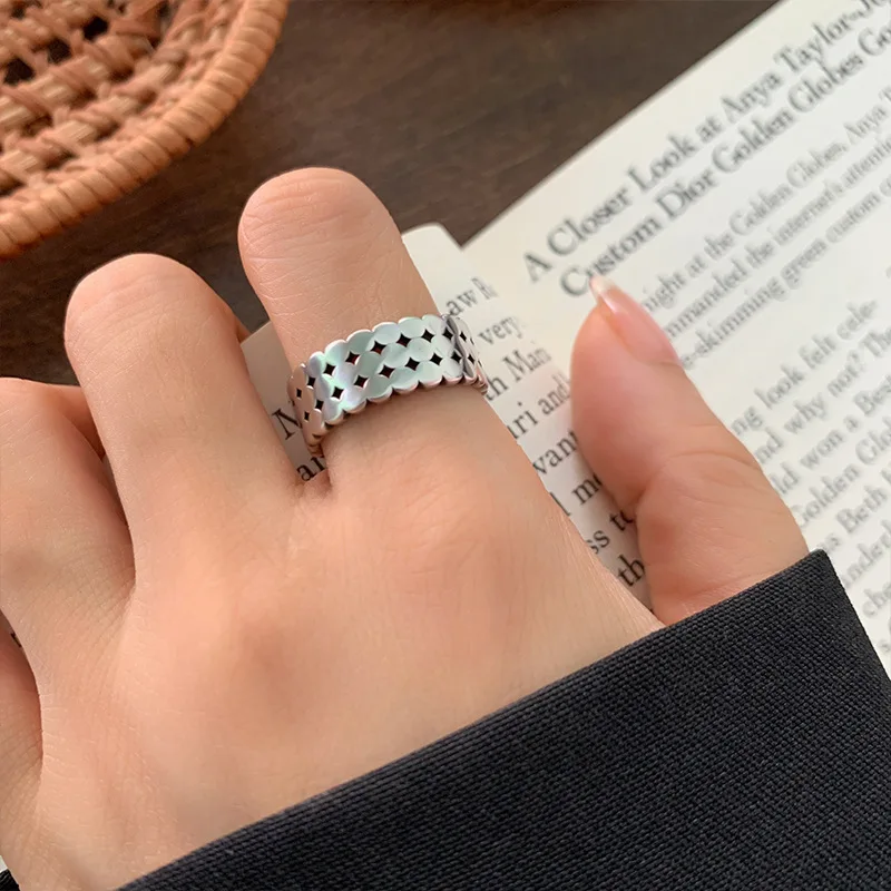 Женское Винтажное кольцо на палец простое серебряного цвета с широким