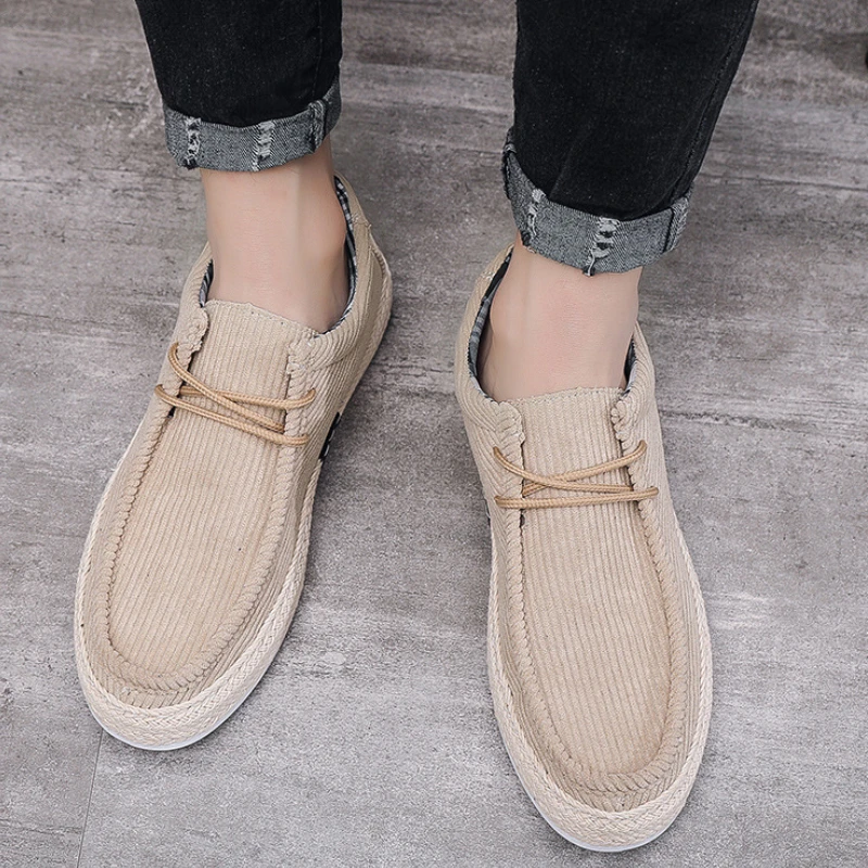 

Spring Breathable Loafers Men's Solid Color Lace-up Casual Sneakers Comfortable Flat Bottom Driving Shoes Zapatillas Informales