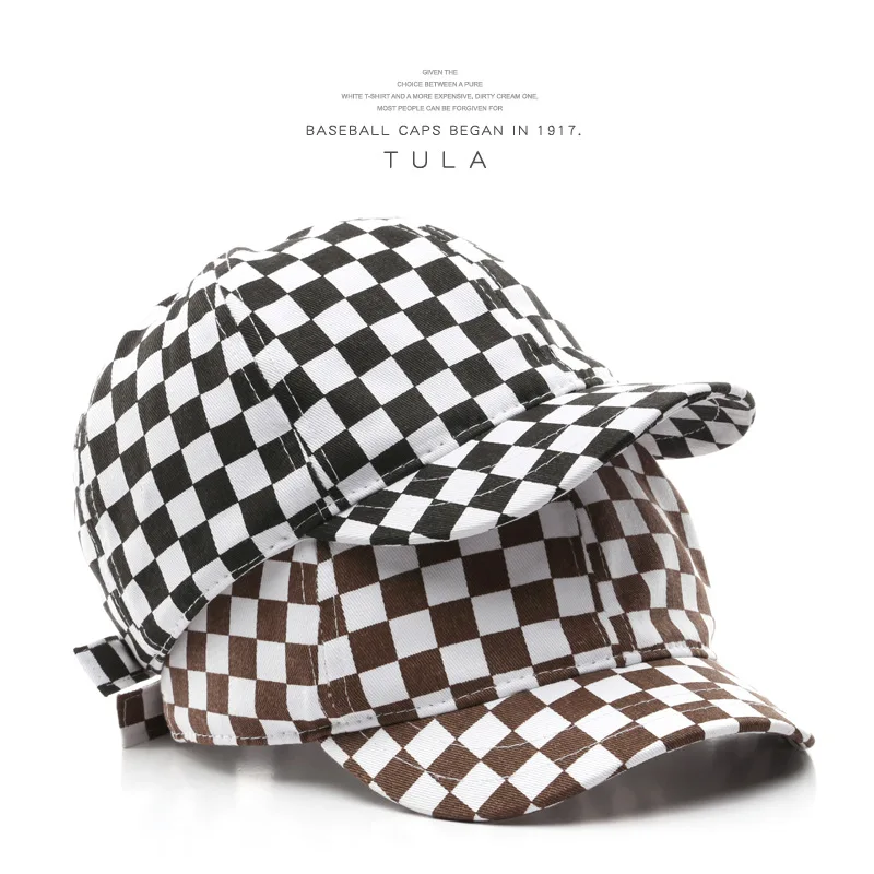 

Cotton Baseball Cap for Women and Men Casual Checkerboard Pattern Hip Hop Snapback Hat Summer Sunscreen Caps Dad Hats Unisex