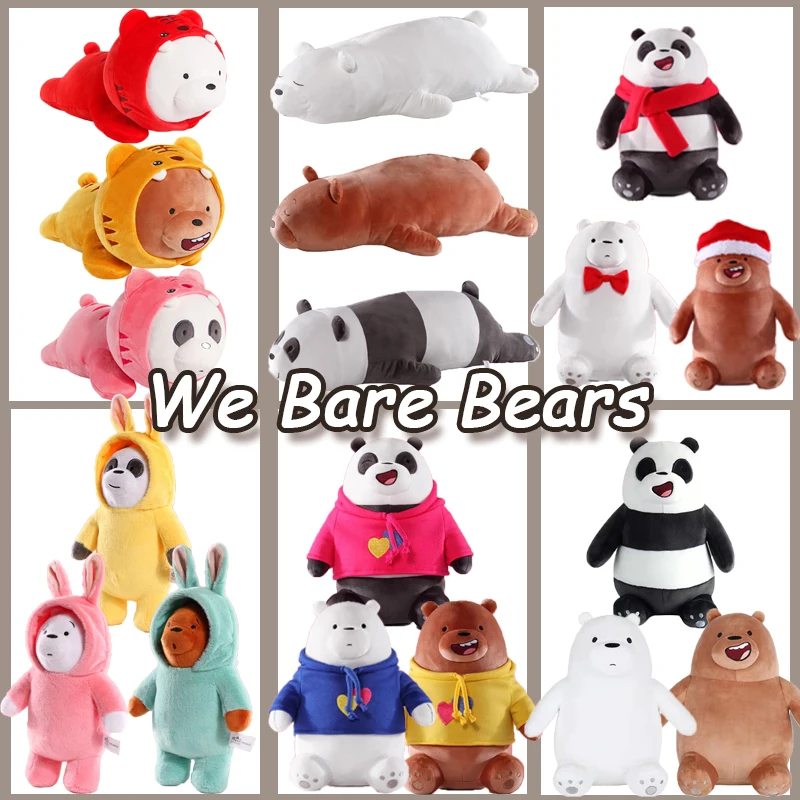 

We Bare Bears Cartoon Anime Movie Figures Plush Toy Grizzly Panda Ice Bear Soft Stuffed Animal Plushies Doll Toys For Kids Gifts