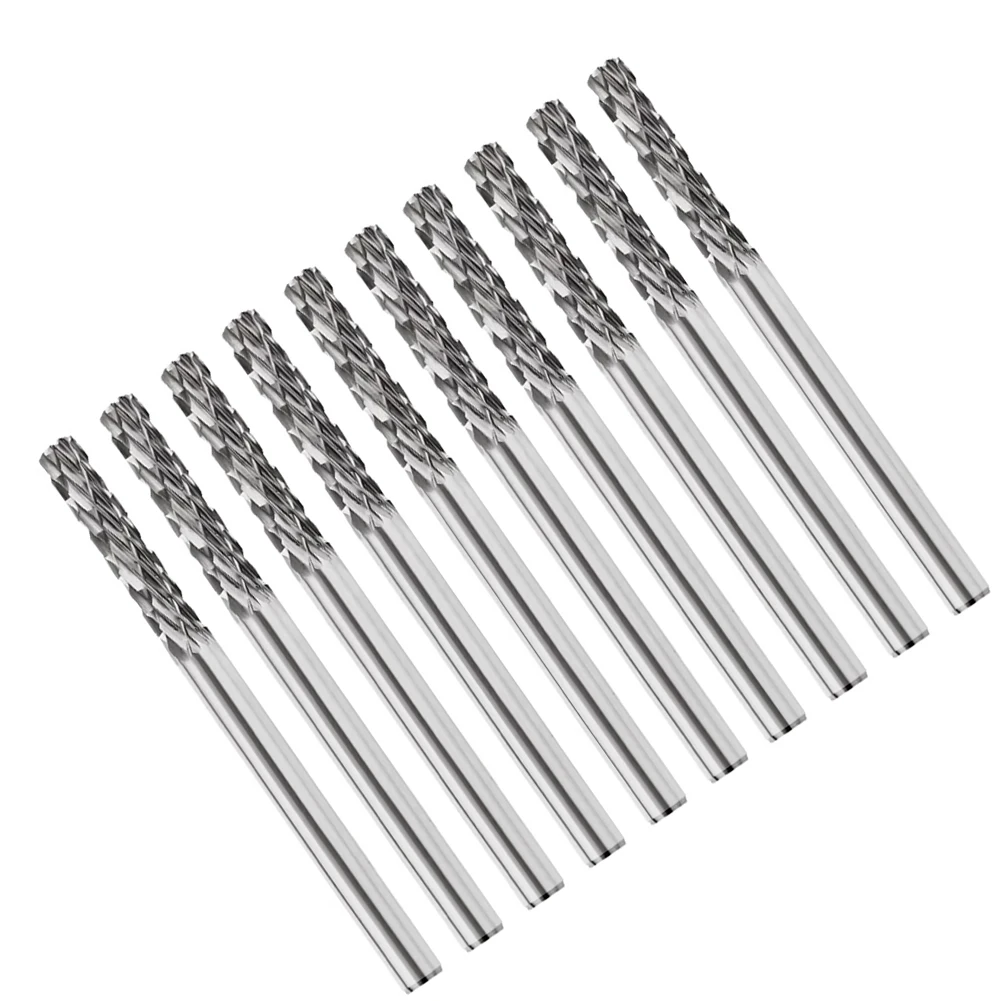 10pcs 3mm Shank Rotary Burr Tungsten Carbide Rotary Burr Sets For Iron Carbon Steel Alloy Steel Rotary Bur Drill Bit Engraving