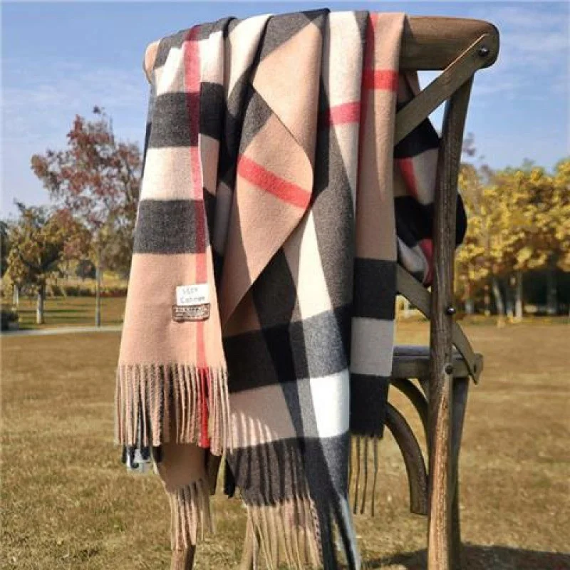 

Autumn And Winter Men Head Scarves Women Hijab Female British Bagh Bristled Cashmere Scarf Shawl For Dual-use Thick Couple Scarf