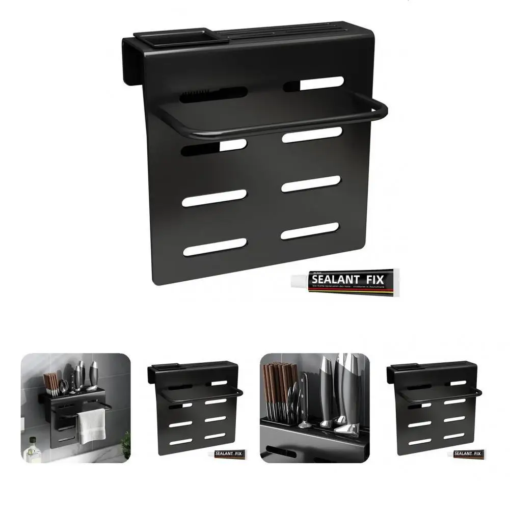 

Carbon Steel Practical Wall Mount Carbon Steel Rack Sturdy Towel Storage Shelf Wall-mounted for Kitchen