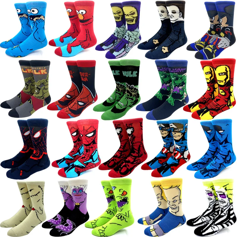 

1 Pair New Arrival Marvel Anime Movie Women Men Socks Cotton Long Socks Men‘s Cosplay Calf Sock Personality Hip Hop Funny Socks