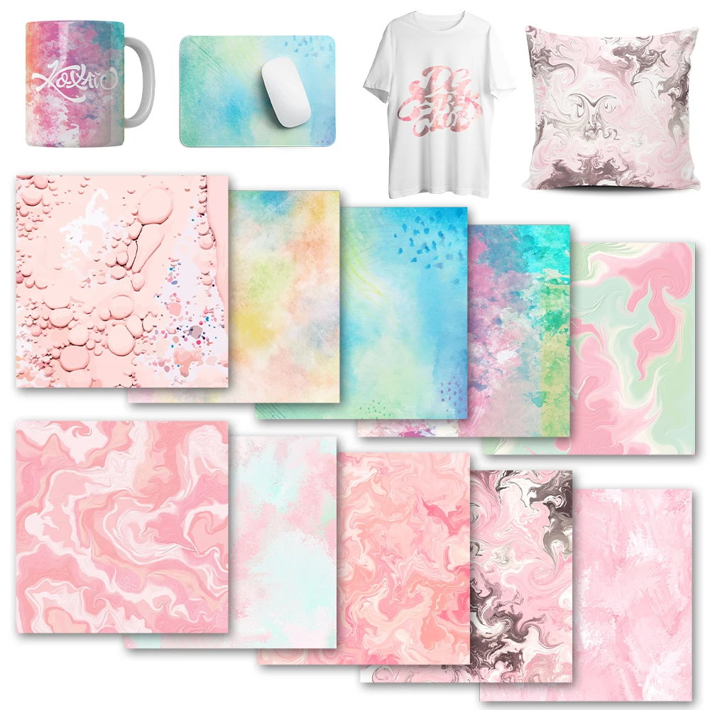 Lucky Goddness Infusible Transfer Ink 12x12" Watercolor Infusible Sublimation Paper for Coasters Mugs for Cricut Mugs Press Joy