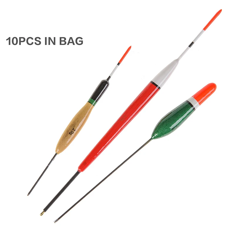 

Fishing Floating Float 10pcs/pack 3 Types High Quality Lightweight Wooden Vertical Drift Fishing Floats with Unique Shape Design