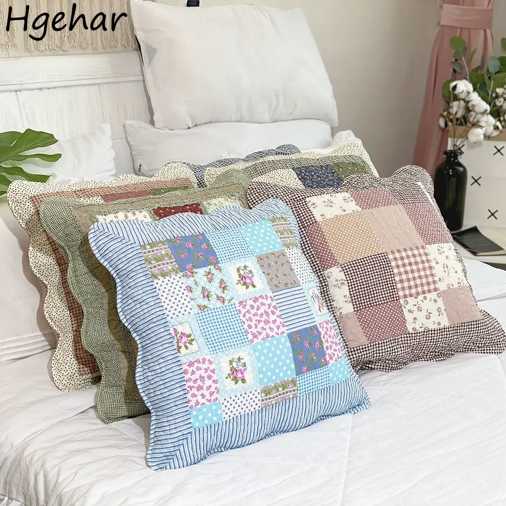 Print Pillow Case Vintage Square Design Sofa Bedroom Comfortable Home Textile 45*45cm Ulzzang Sweet Popular Daily Decorative Ins