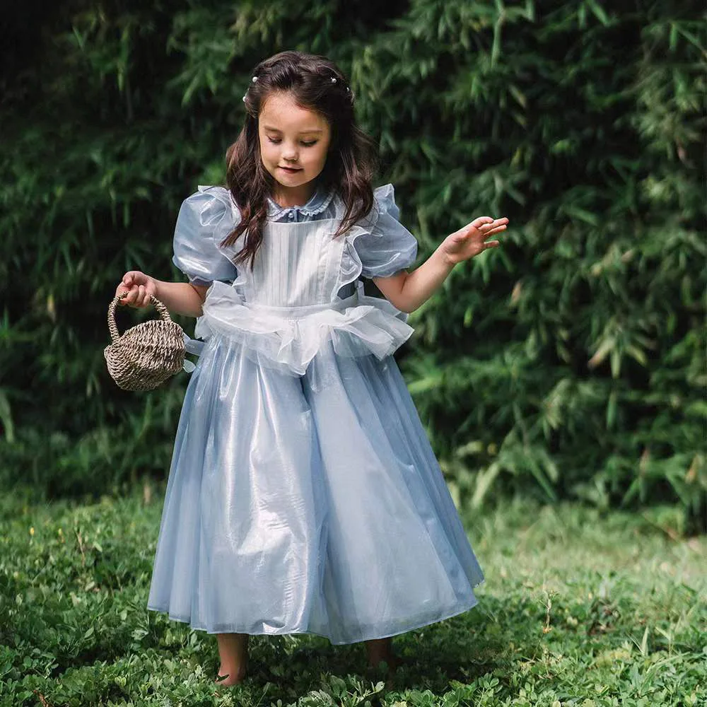 

Dress Full Sleeve Knee Length Pullover A-line Solid Regular Cotton New Fashion Simple Sweet Comfortable Summer Children Girls