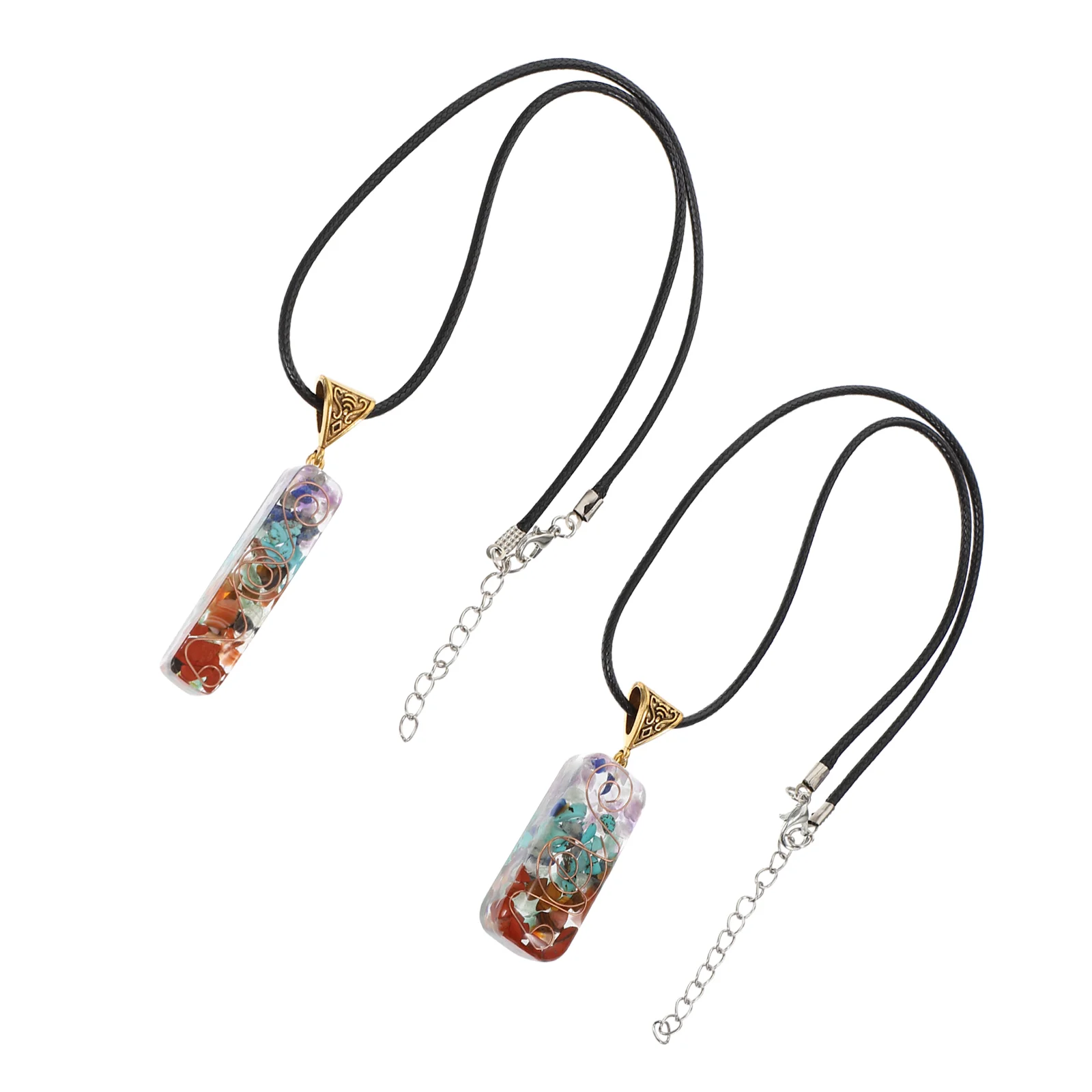 

2Pcs Real Crystal Necklace Pendant Crystal Stone Pendant Protection Necklace Pendant