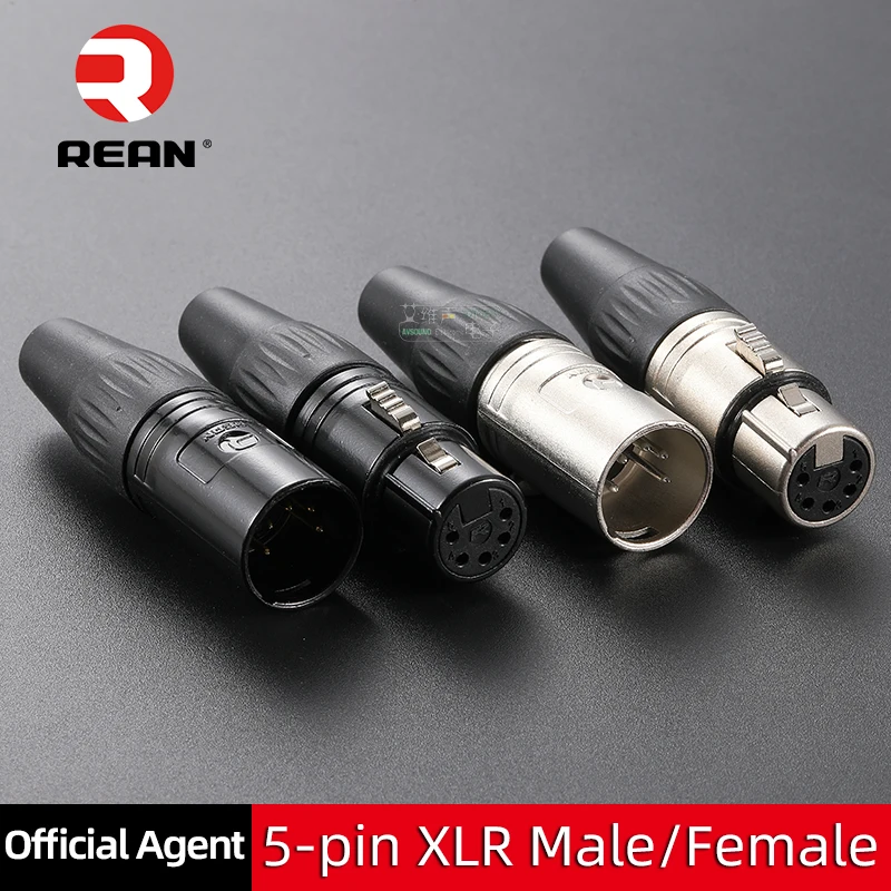 

NEUTRIK's REAN 5 Pin XLR Male / Female Plug Connector 5 Pole Audio Microphone Line Plug YS1375N-BG YS1365N-BG YS1375N YS1365N