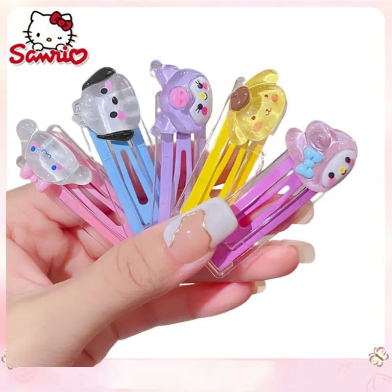 

Sanrio Anime Figure Melody Kuromi Cartoon Cinnamoroll Kt Cat Periphery Grabbing Kawai Girls Side Hairpin Color Transparent Clip