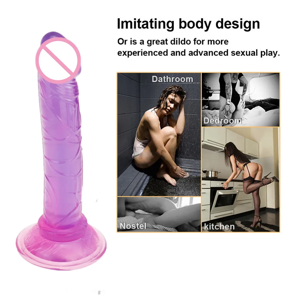Realistic Dildos Women First-Timer Sexy Toys For Couples Crystal Jelly Mini Penis Vagina Anal Butt Plug Female Masturbation