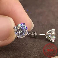 natural diamond jewelry garnet earring for women solid s925 sterling silver color orecchini bijoux en 925 diamond stud earrings
