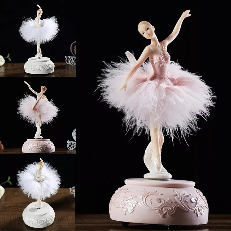 

NEW2022 Ballerina Music Box Dancing Girl Swan Lake Carousel with Feather for Birthday Gift Melzinho Do Amor Музыкальная Шкатулка