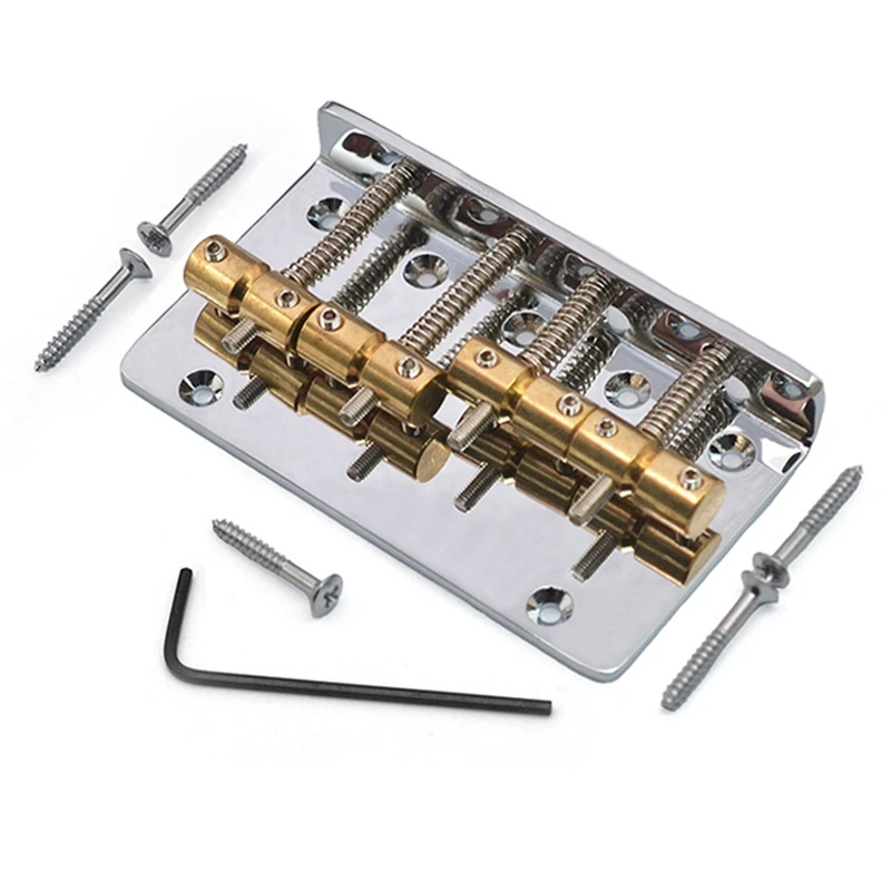 

4 String Fixed Brass Saddle Bridge Pull String Plate For 5 String Electric Bass Accessories Parts