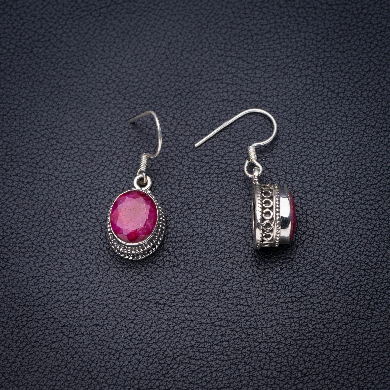 

StarGems Natural Cherry Ruby Handmade 925 Sterling Silver Earrings 1.25" E6668