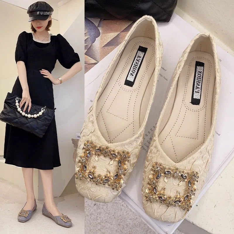 

Summer Shoes Ladies Soft Female Footwear Square Toe Elegant Black Flats All-Match Casual Sneaker 2022 New Dress Silk Lace-Up Sli