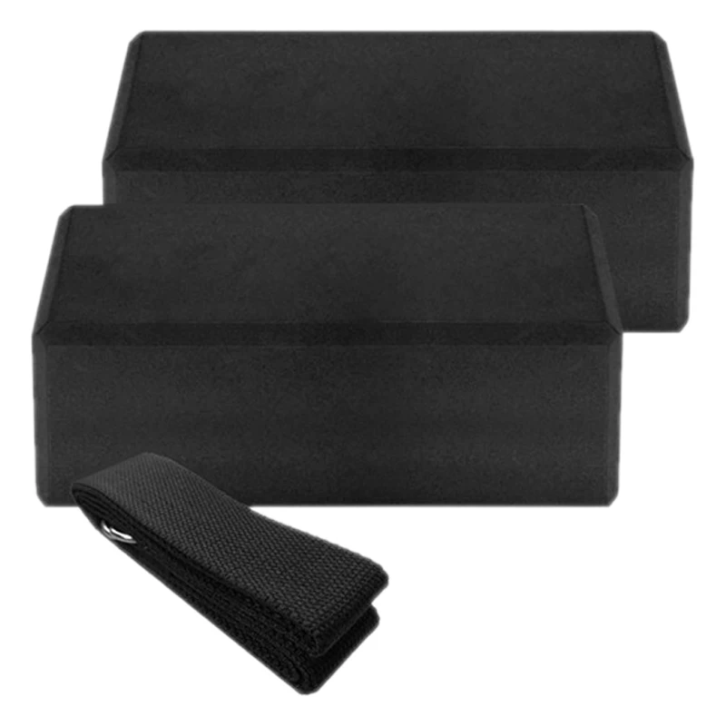 

2Pcs Yoga Block and Yoga Strap Set, High Density Foam Block to Support and Poses and Flexibility