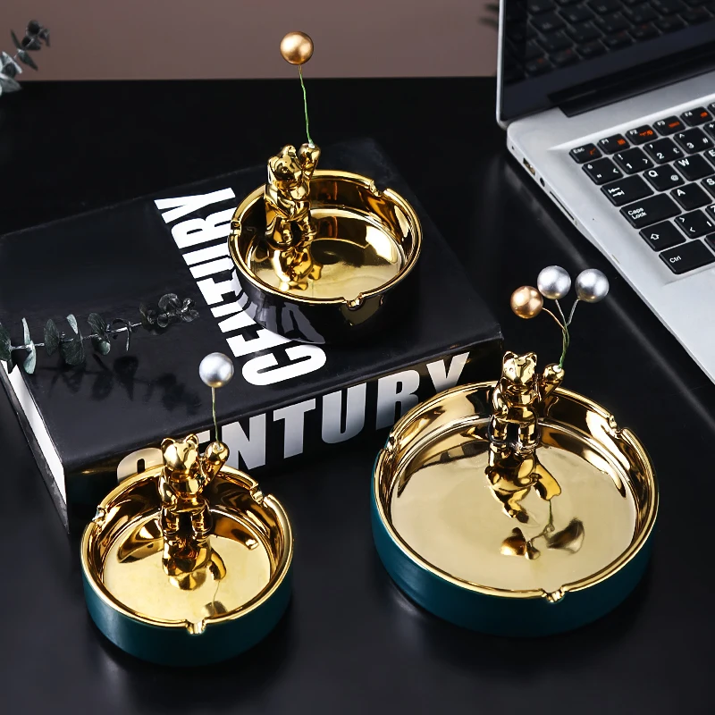 

High-grade Ceramic Ashtray Gold-plated Animal Balloon Decorative Crafts Living Room Cigar Ashtray Exquisite Gift Home Decoration