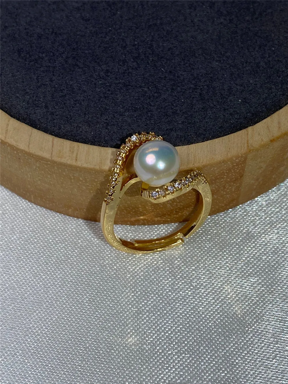 

18K Gold Filled Plated Color Adjustable Ring 100% Cultured Natural Freshwater Pearl Ring for Women Jewelry Gift Wholesale