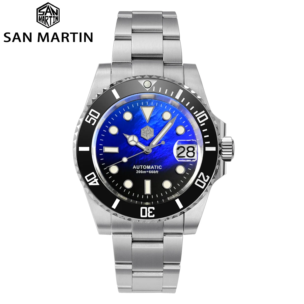 

San Martin New 40.5mm Submarine Men's Automatic Mechanical Watch Stainless Steel Luxury Sapphire Watch 20 Bar Date Reloj Hombre