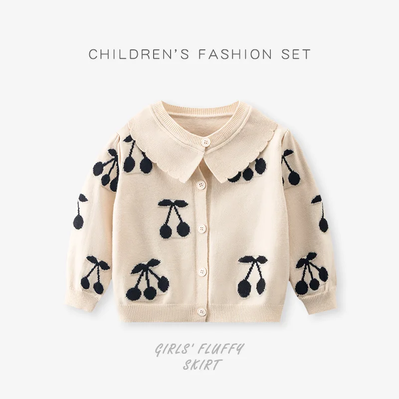 Корейский детский костюм для маленьких девочек Осенний вязаный свитер с длинным