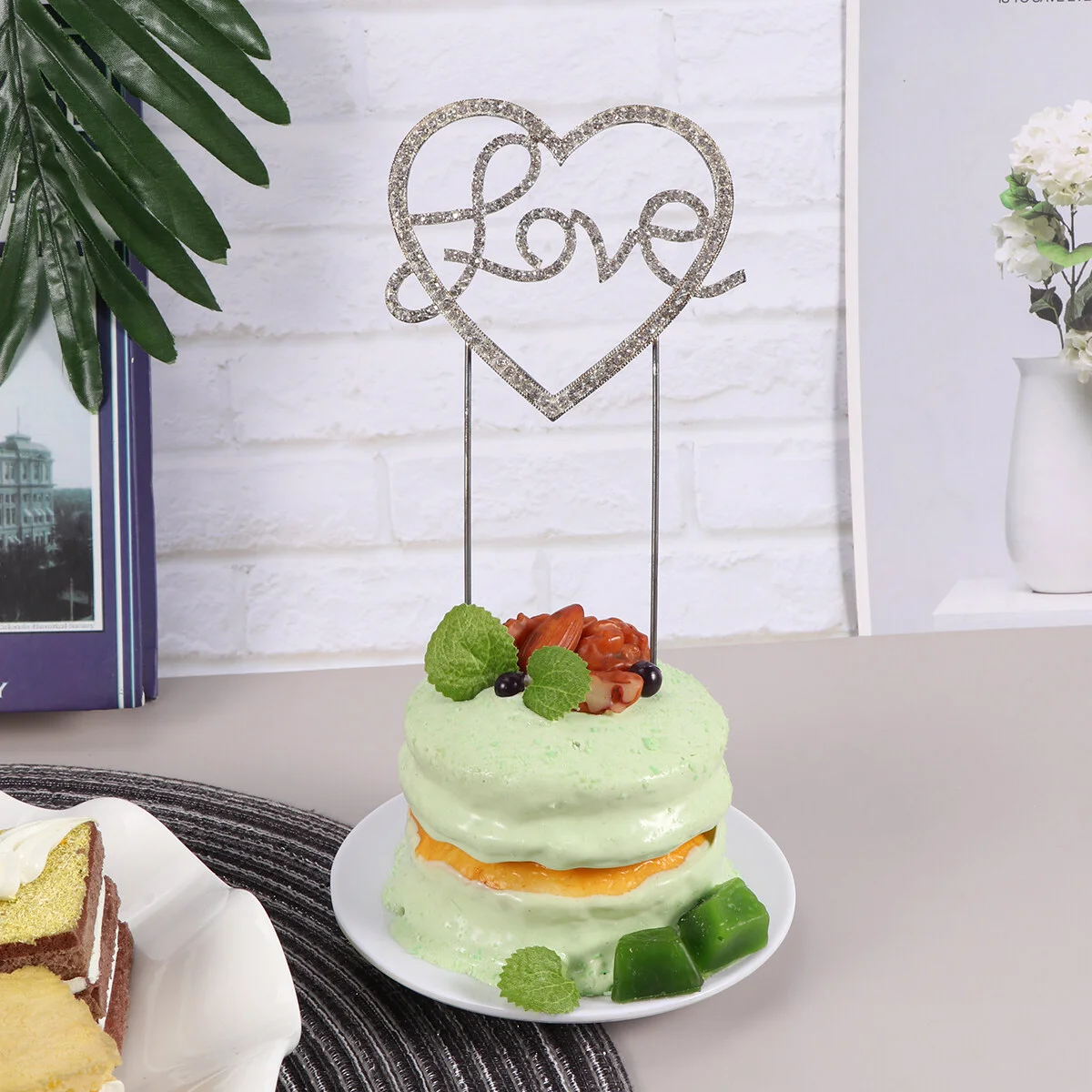 

Cake Decor Cupcake Ornament Topper Letter 9*7cm Love Toppers Picks Decoration Silver