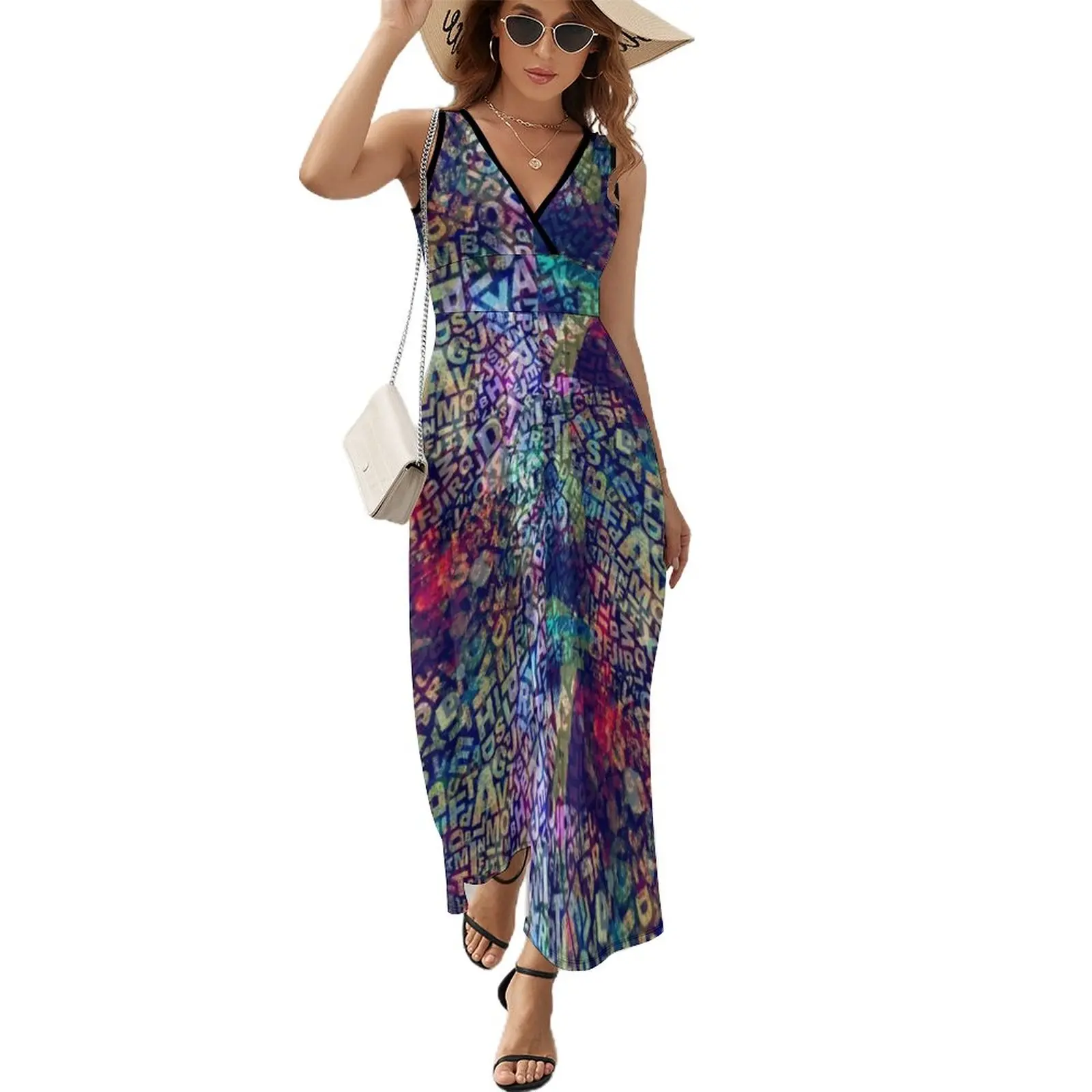 

Abstract Letters Print Dress Random Word Jumble Street Fashion Bohemia Long Dresses Cute Maxi Dress Vestidos Birthday Present