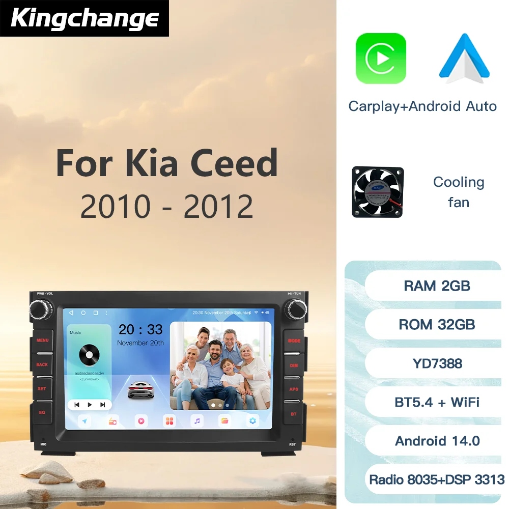 

Kingchange Android 14 7 "2 Din автомобильное мультимедийное радио стерео для KIA CEED 2010-2012 Venga 2010 2016 CarPlay Auto 360 WIFI SWC BT