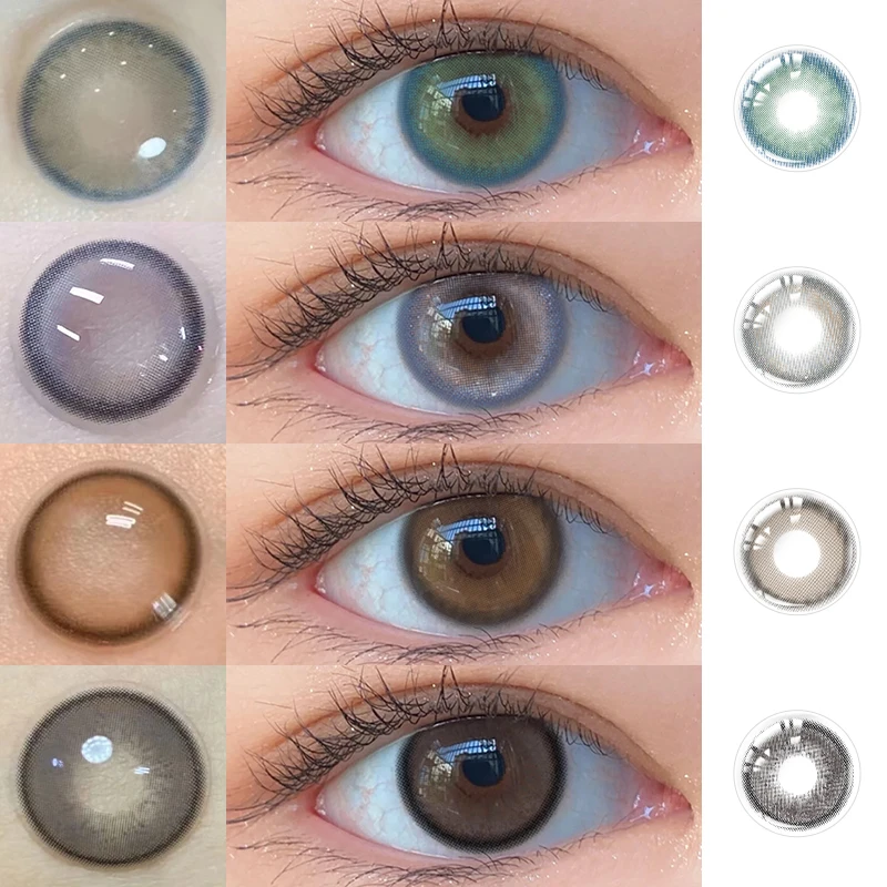 1pair Myopia Color Contact Lenses Color Lens Eyes Lenses With Diopters Fashion Lenses Brown Purple Jade Blue Color Naturales