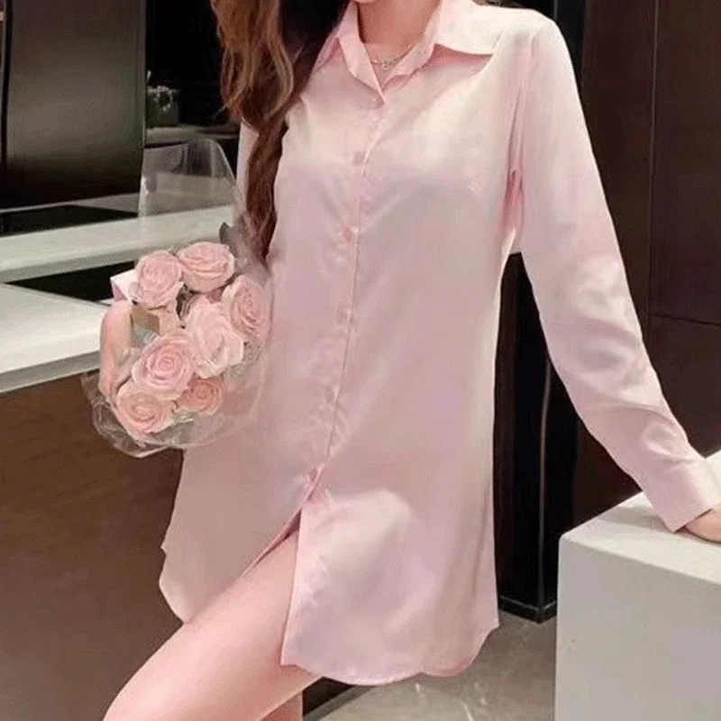 Новая летняя элегантная мода в корейском стиле ретро простота женская рубашка на