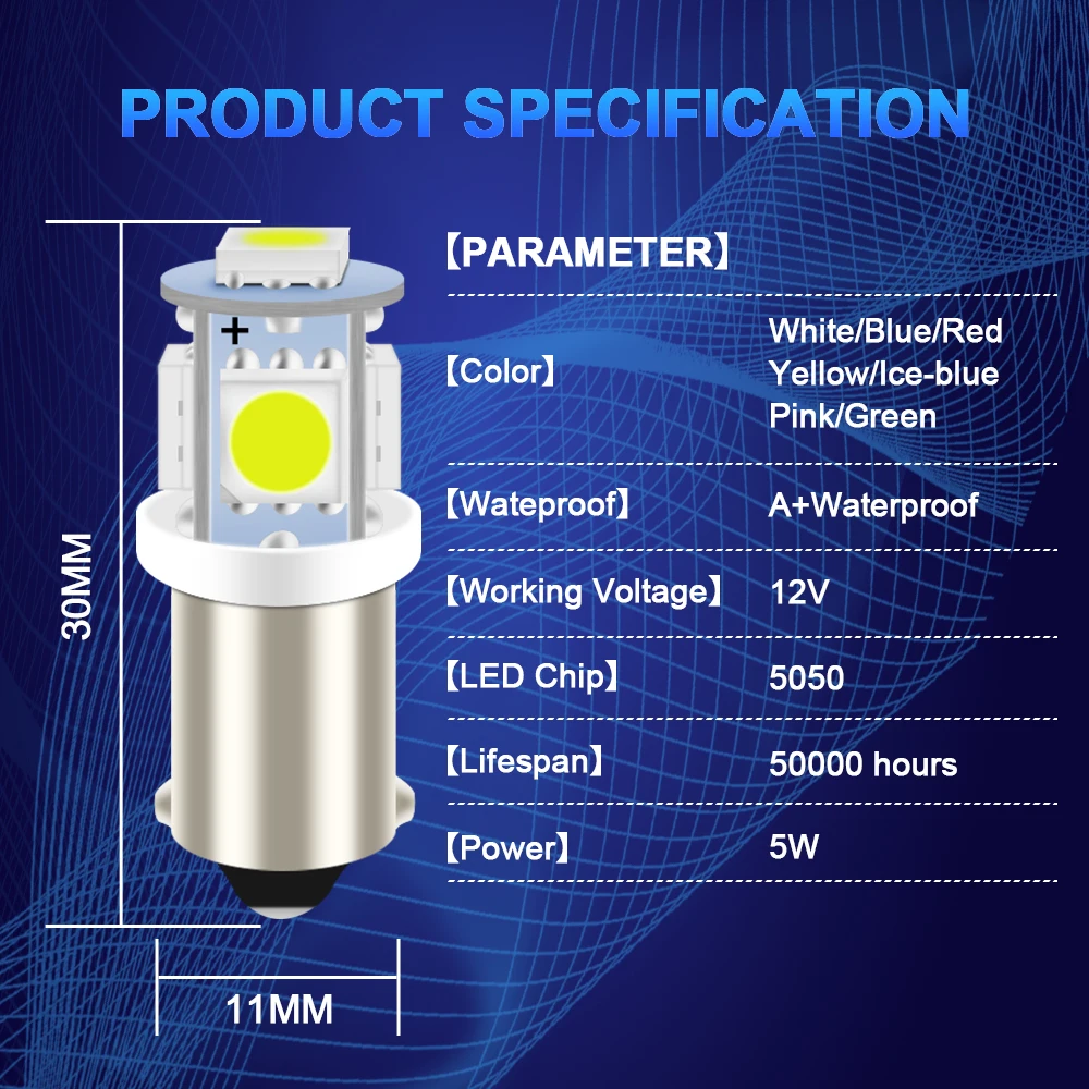 4 шт. автомобильные светодиодсветодиодный лампы T4W BA9S 12 В 24 в 5050 5SMD |