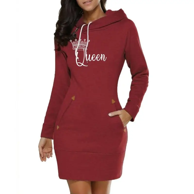 

Womens Hoodie Dress 2023 Spring Autumn Brand Printsd Long Sleeve Hoodie Casual Hooded Jumper Pockets Sweater Tops Women Clothing