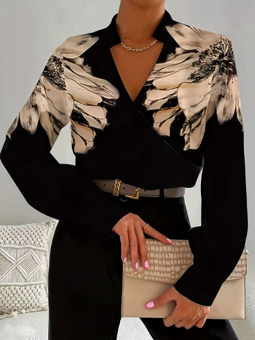 Женская рубашка в стиле ретро тренд 2024 новая лоскутная футболка с длинными