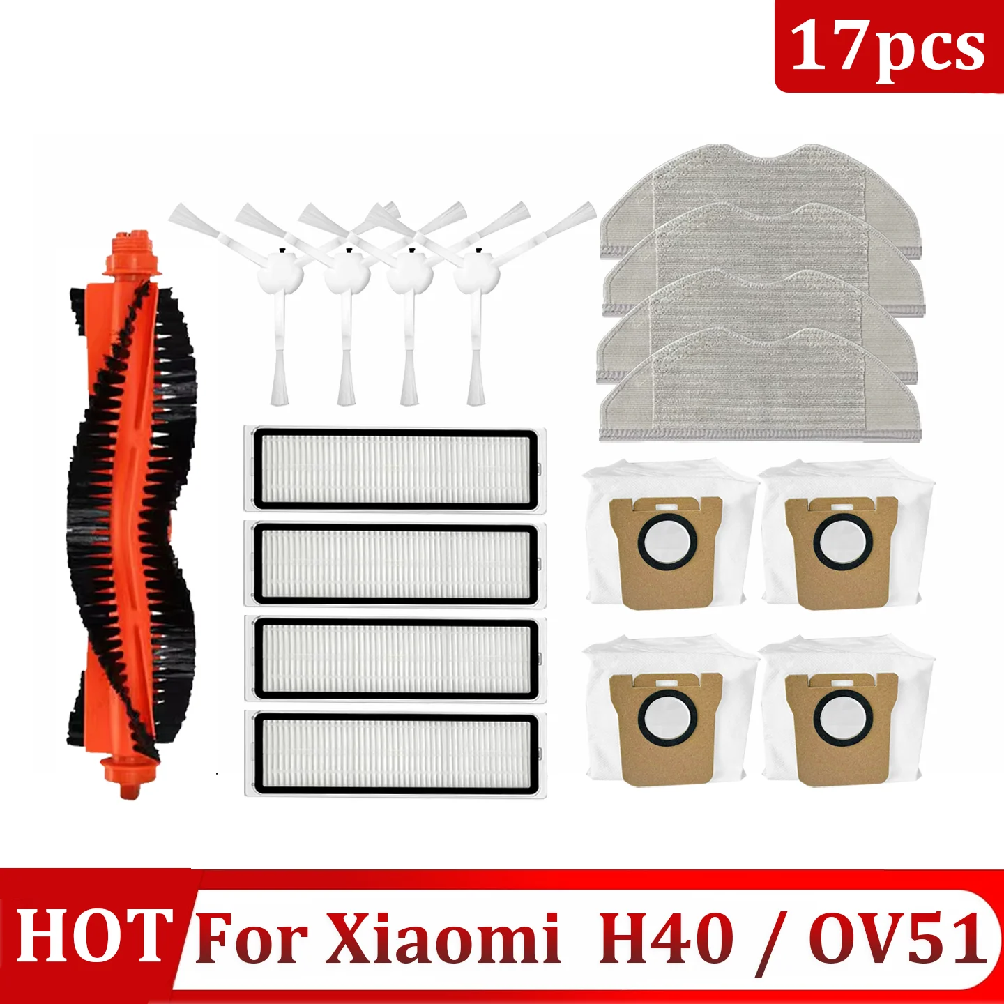 

로봇 청소기Аксессуары для робота-пылесоса Xiaomi H40/OV51 Основная боковая щетка Швабра Ткань HEPA-фильтр Мешок для сбора пыли Запасные части