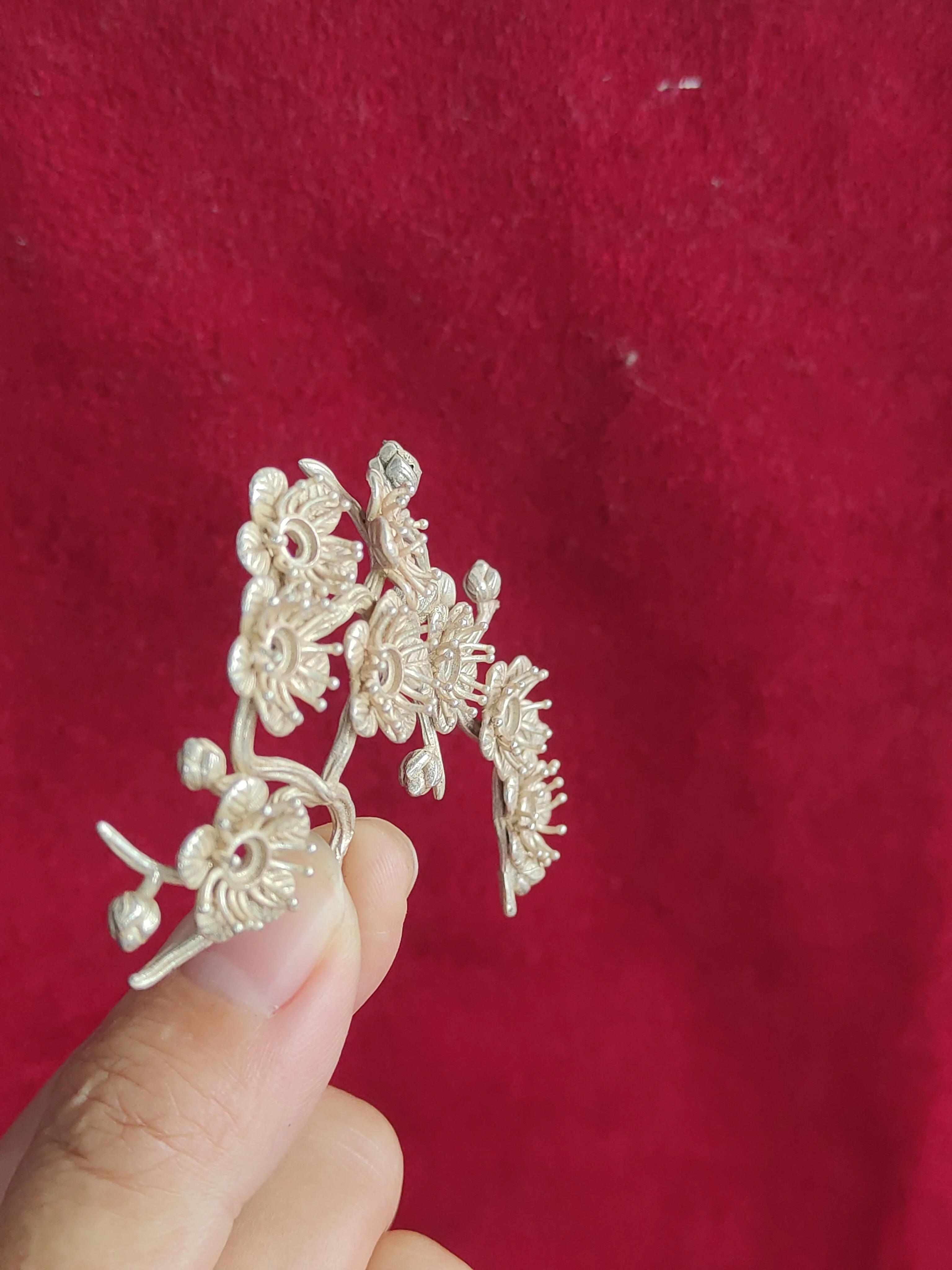 Новинка тибетские серебряные аксессуары для волос цветок сливы футон сделай сам