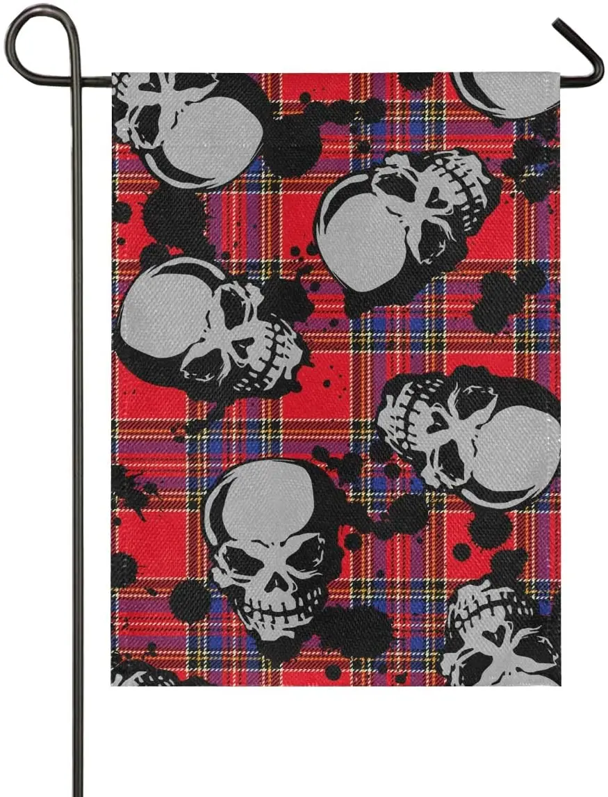 

Флаг с черепом на Хэллоуин и рисунком сада, флаги для дома, двусторонний ярдовый баннер, наружный декор, баннер для улицы, Y