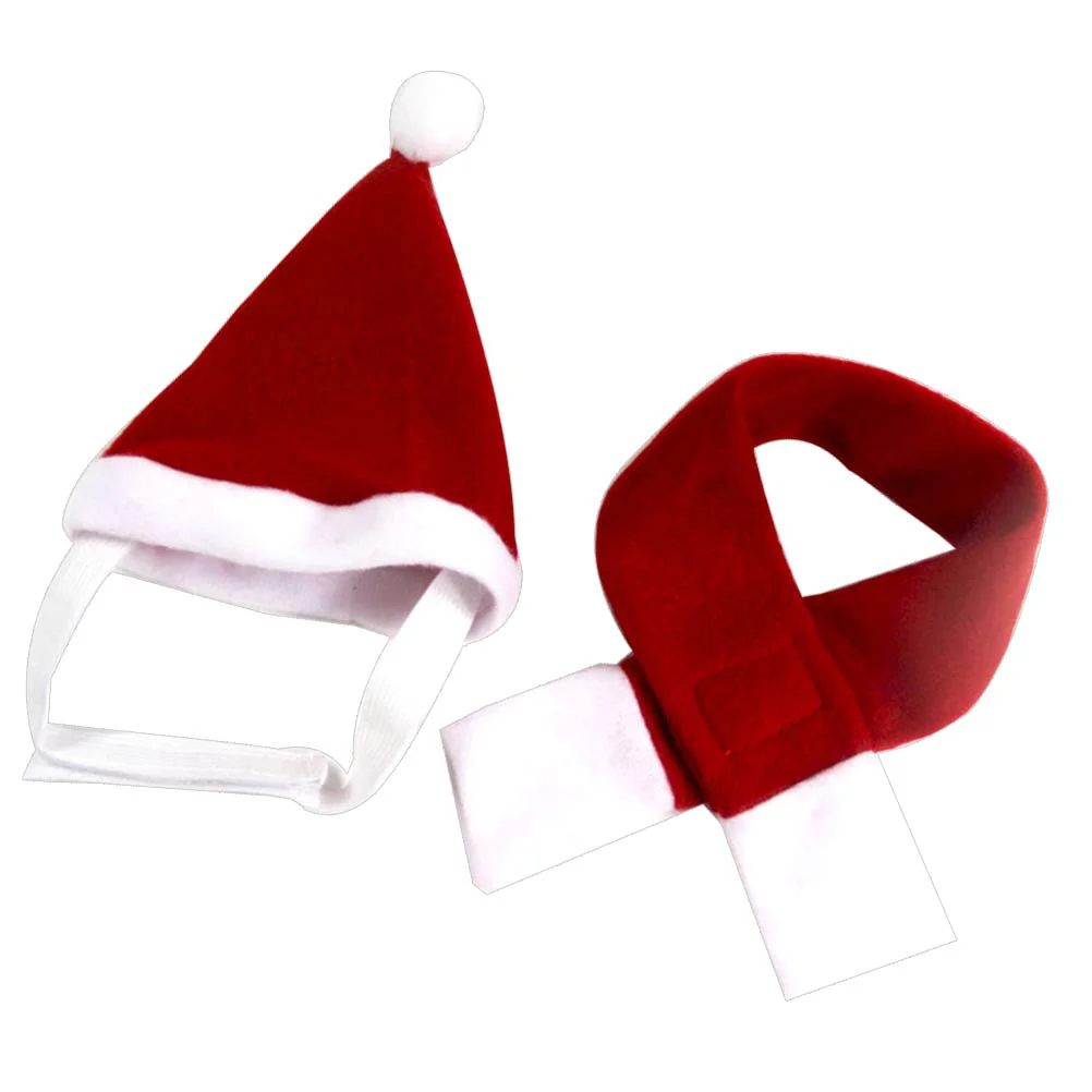 

1 Set Cat Christmas Hat and Scarf Holiday Costume Outfit for Walking Outdoor Activity