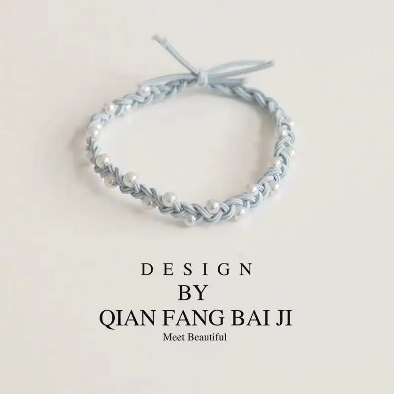 Эластичная плетеная лента для волос с жемчугом |