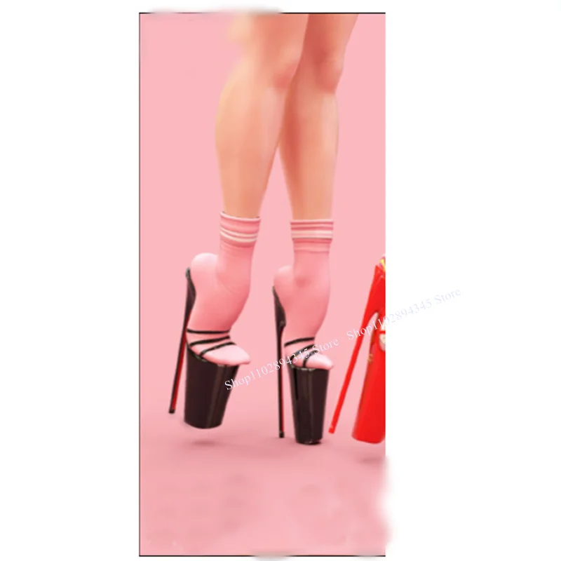 Черные сандалии без шнуровки на полой платформе модная пикантная женская обувь