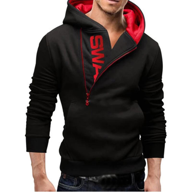 

Autumn Winter Men Fitness Sweatshirts Hoodies Zipper Letter Print Sportswear Men's Pullover Tracksuit Hooded Hip Hop Sweatshirt