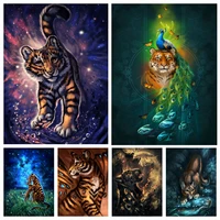 fantasy tiger by flashw 5d diy diamond painting mosaic animal cross stitch embroidery art rhinestones picture home wall decor