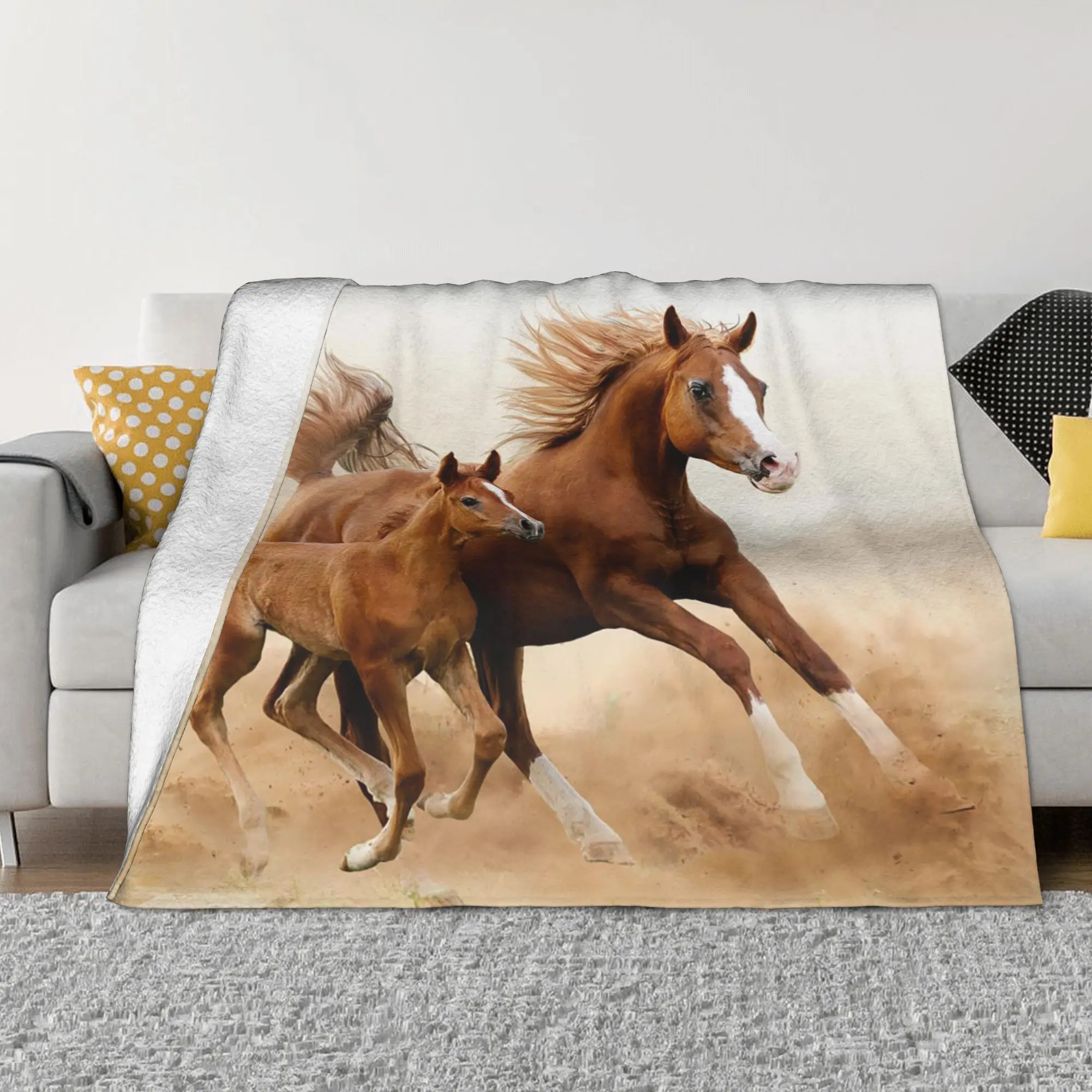 Фланелевое одеяло для всей семьи с лошадьми новинка любителей животных пледы