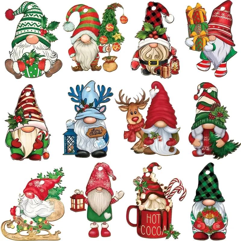 24 шт. рождественские деревянные подвески Санта-Клауса с несколькими краями