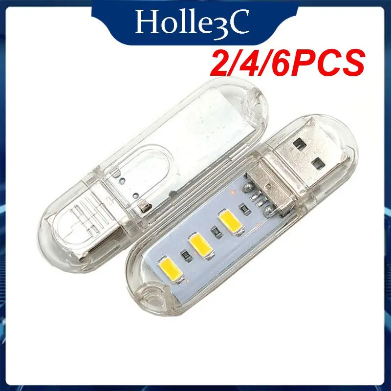 

2/4/6PCS LED Highlight Mini USB Night Light U Disk Computer Desk Lamp Reading Lamps Colorful Mini Book Lights Power Bank Powered