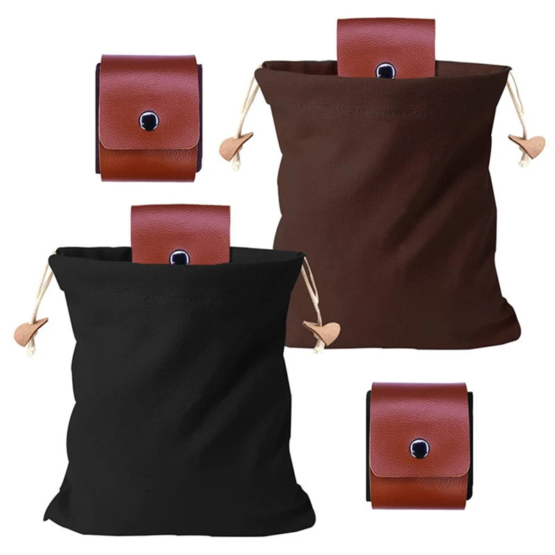 

Portable Outdoor Foraging Bag Fruit Picking Pouch Collapsible Berry Storage Leather Canvas Bag Hiking Camping Hunting Bag