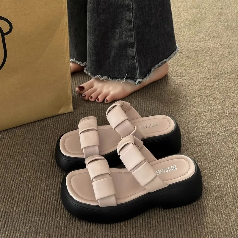 

Shoes Ladies' Slippers Med Slipers Women Shale Female Beach Platform 2023 Sabot Summer Flat PU Rubber Slides Scandals Shoes Slip