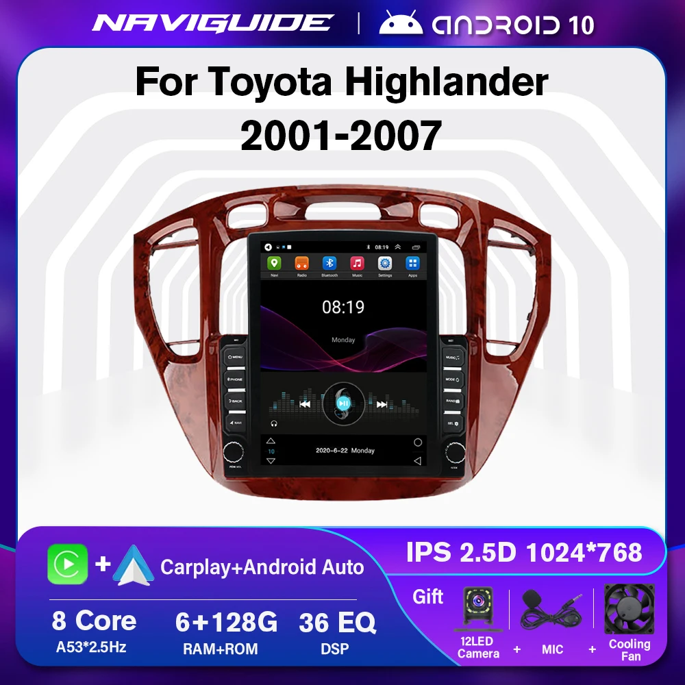 

NAVIGUIDE Car Radio For Toyota Highlander 2001-2007 Tesla Vertical Screen Autoradio GPS Navigation Car Stereo Multimedia Player